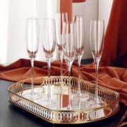 水晶香槟杯高脚杯6只套装一对家用结婚玻璃红酒杯，起泡甜酒杯酒具
