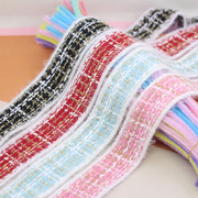 韩版小香风毛绒针织勾边带，麻料金丝织带diy手工蝴蝶结发夹材料