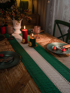 棉麻编织桌旗美式法式长条桌布装饰餐垫餐桌，餐边柜斗柜桌垫布茶旗