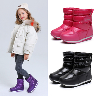 2023冬季儿童雪地靴女加绒加厚棉鞋，防水防滑雪地靴女童小童鞋