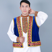 新疆男士舞蹈服马甲维吾尔族休闲宽松大码坎肩民族风舞台演出短夹