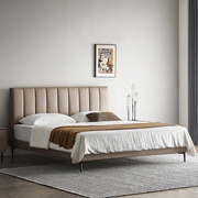 北欧皮床双人床意式软床现代简约实木小户型主卧室婚床储物网红床