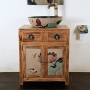 中式艺术洗手台盆柜组合实木浴柜洗漱盆小户型，现代简约台上盆