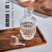 中式条纹白酒杯(白酒杯)套装创意，玻璃一口杯小酒杯，分酒壶家用一杯一壶酒具