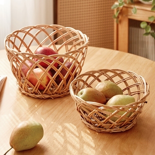 日式编织水果篮家用过年水果收纳筐春节零食收纳篮面包鸡蛋置物篮