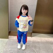 女童奥特曼衣服套装2024春季纯棉发光小女孩运动卫衣两件套潮