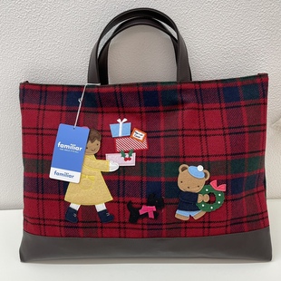 出口日本高级感刺绣女孩手提包家庭系列大容量包包女百搭毛呢包