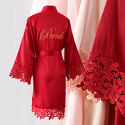 姐妹服伴娘团晨袍法式高级感新娘，伴手礼红色结婚睡衣女小个子睡袍