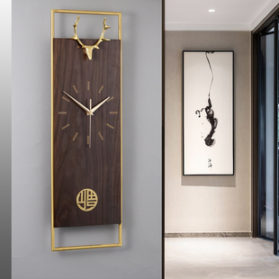 新中式挂钟客厅家用免打孔钟表创意时尚，挂表大气轻奢简约时钟挂墙