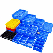 艾科堡分隔式长方形零件盒，蓝色四格塑料，周转箱螺丝分类收纳盒子ak