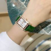 诗高迪时尚简约气质女士手表，镶钻方形个性，手表女牛皮表带防水女表