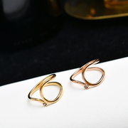 欧美时尚个性异形不对称微镶钻指环戒指女小众设计冷淡风钛钢戒子