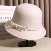赫本风羊毛呢渔夫帽女款法式复古淑女风礼帽，盆帽优雅气质名媛帽子