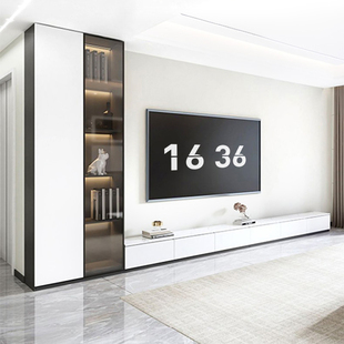 电视柜收纳储物柜一体客厅家用影视墙酒柜组合现代简约悬空电视柜