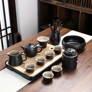 黑陶功夫茶具套装，家用简约整套陶瓷茶壶茶杯，茶盘日式茶台泡茶器
