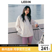 乐町甜美少女图案印花连帽拉链外套2025春季新款下摆抽绳设计夹克