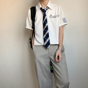 niki原创优蔻中学部原创刺绣，jkdk制服学院风夏季短袖情侣衬衫