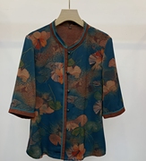 雅百威c7111中老年夏季奶奶衬衫，上衣妈妈七分袖唐装小衫衬衣