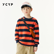 YCYP童装休闲宽松条纹男童t恤长袖春秋T儿童打底衫中大童上衣