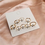 日韩风格套装戒指金属镀金细圈镶水钻日常简约时尚女指环F-53