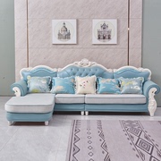 欧式布艺沙发组合客厅大小户型，实木科技布沙发(布沙发，)转角贵妃欧式沙发