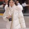 外套小个子大2023棉服加厚感众设计保暖羽绒毛领白色女小短款冬季