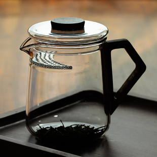 月牙公道杯木把带茶滤网日式玻璃，公杯加厚分，茶器茶漏一体茶海套装