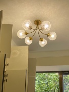 美式轻奢卧室吊灯简约现代法式球形玻璃餐厅主卧全铜客厅吸顶灯具
