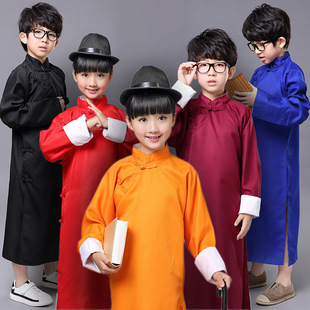 出租儿童相声演出服马褂民国长衫，中式马褂相声大褂儿童长袍表演