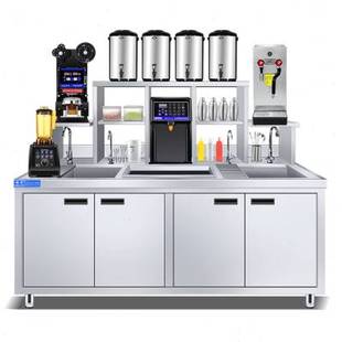 促恒芝奶茶店设备，全套奶茶操作台，水吧工作台奶茶机商用不锈钢