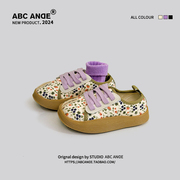 ABC ANDE 2024春季韩版碎花帆布鞋男女童宝宝鞋子软底板鞋潮
