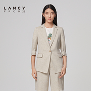LANCY/悦朗姿2023春季七分袖西装外套女通勤高级感翻领西服
