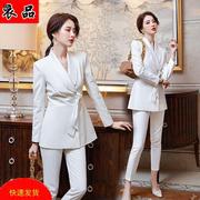 白色小西装外套女士修身时尚韩版御姐长袖职业套装气质，女神范西服(范西服)