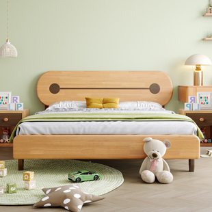 全实木儿童床单人床1.2米卧室，现代简约小床1.5米男孩女孩青少年床