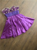 0423a紫色公主抹胸绸缎绑带短款裙钉珠晚礼服裙宴会气质修身年会t