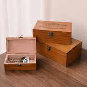 复古实木桌面杂物，化妆品收纳盒创意首饰盒，锁盒家居zakka小木盒子