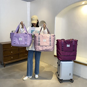 大容量旅行包女轻便手提待产收纳袋子学生短途可套拉杆，外出行李包