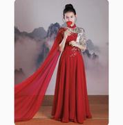 红色女童连衣裙古筝演出服中国风儿童民乐考级比赛服装中式礼服