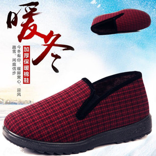 冬季妈妈女中老年老北京布鞋，加绒保暖鞋，橡胶软底防滑老人奶奶棉鞋