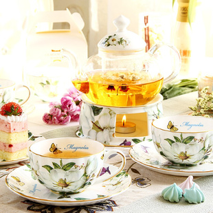 水果茶壶套装家用花茶杯茶具套喝茶瓷蜡烛加热煮花草下午茶杯欧式