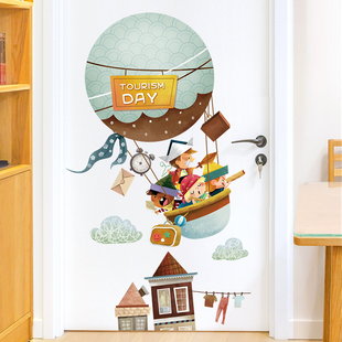 热气球墙纸自粘卡通动漫儿童房卧室门贴装饰个性创意墙壁贴纸贴画