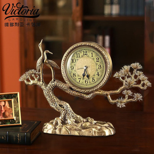 黄铜座钟摆件新中式客厅装饰钟表仿古坐钟表家用桌面台式工艺钟表