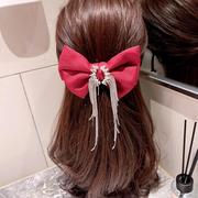 韩卡国lbg同款气质蝴蝶结夹仙女，发流苏发饰顶夹弹簧夹红气网质发