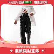 香港直邮潮奢topshop女士，仿皮高腰小裤脚，裤子(黑色)