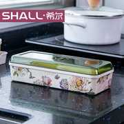 希尔密胺筷子盒带盖餐具收纳盒创意长方沥水筷盒筷笼家用