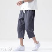 夏季休闲七分裤男士日系大码短裤，男装裤子男式宽松运动裤男7分裤