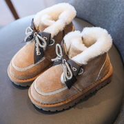 女童鞋加绒棉鞋公主鞋2023冬季防滑雪地靴，儿童宝宝面包鞋保暖