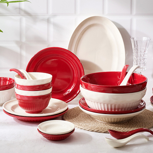 IMhouse饭碗家用高级感陶瓷碗盘碗筷北欧盘子碗套装组合家用餐具