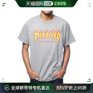 香港直邮thrasher火焰，潮牌311019t恤flamelogot-shirt碳灰