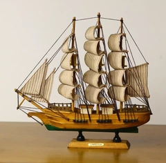 创汇时期老帆船模型 实木手工艺术品摆件 中式案头陈设 一帆